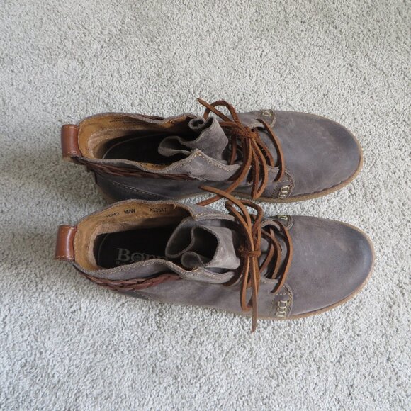Born Womens Temple Ankle Boots Size 10 Dark Gray Distressed/Brown Leather F32517 - Picture 6 of 11